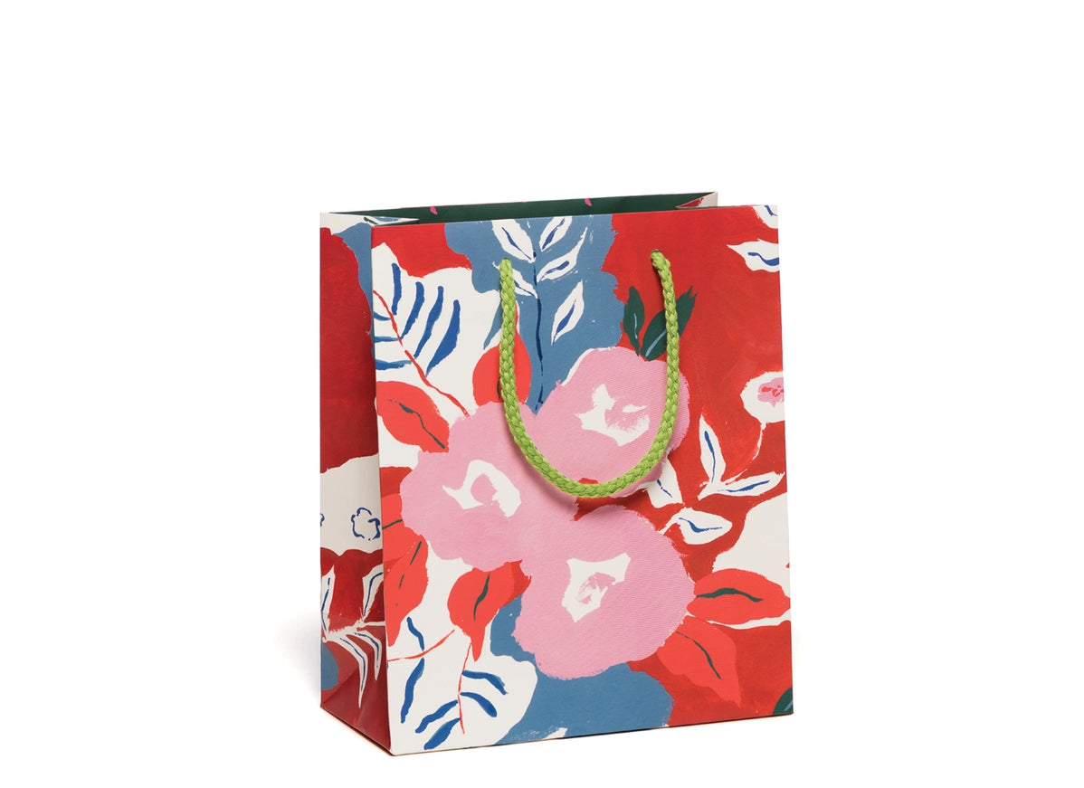 Geschenktüte - rubinrote Blumen