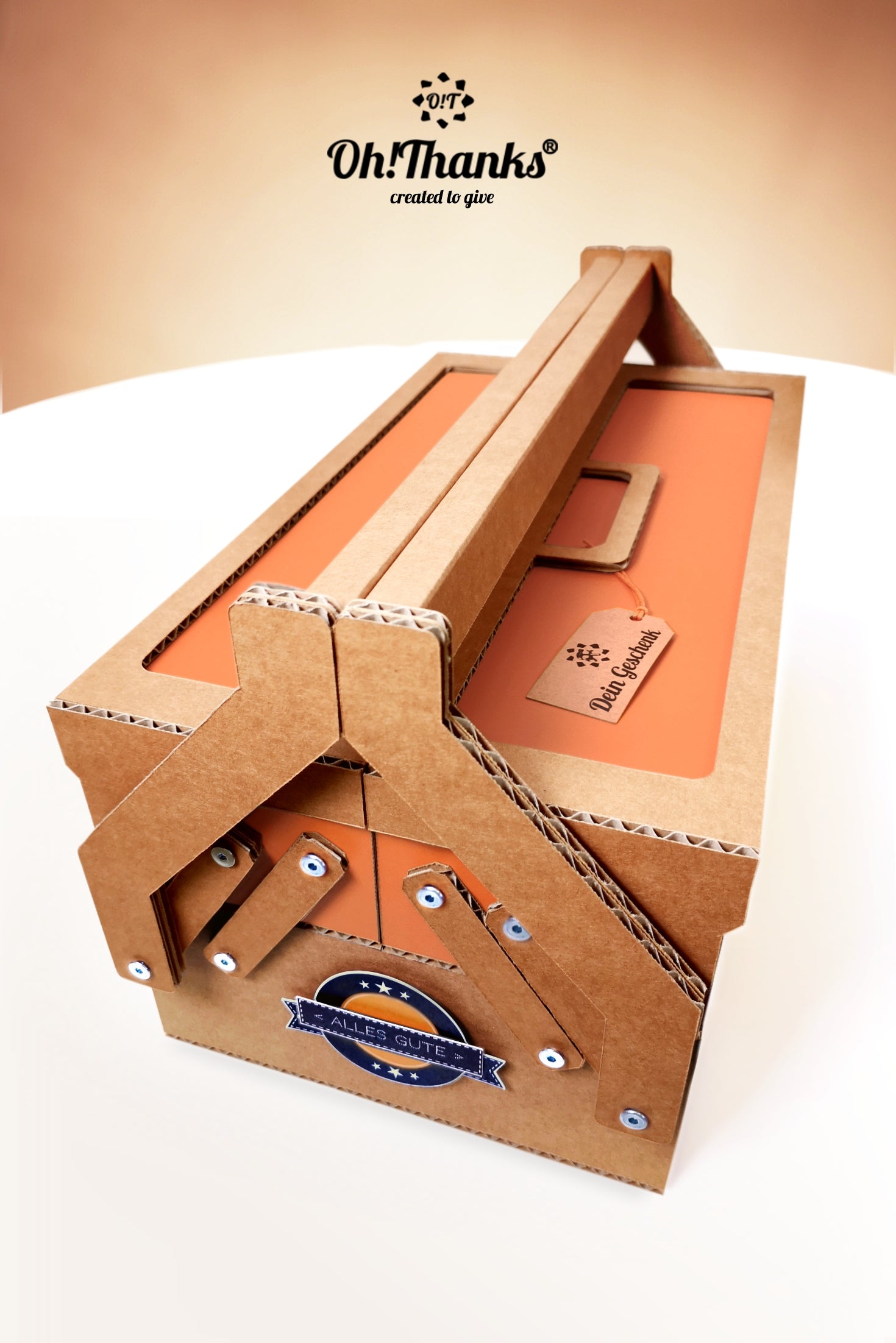 Werkzeugkasten - Orange/Braun | Personalisierbar Antique White