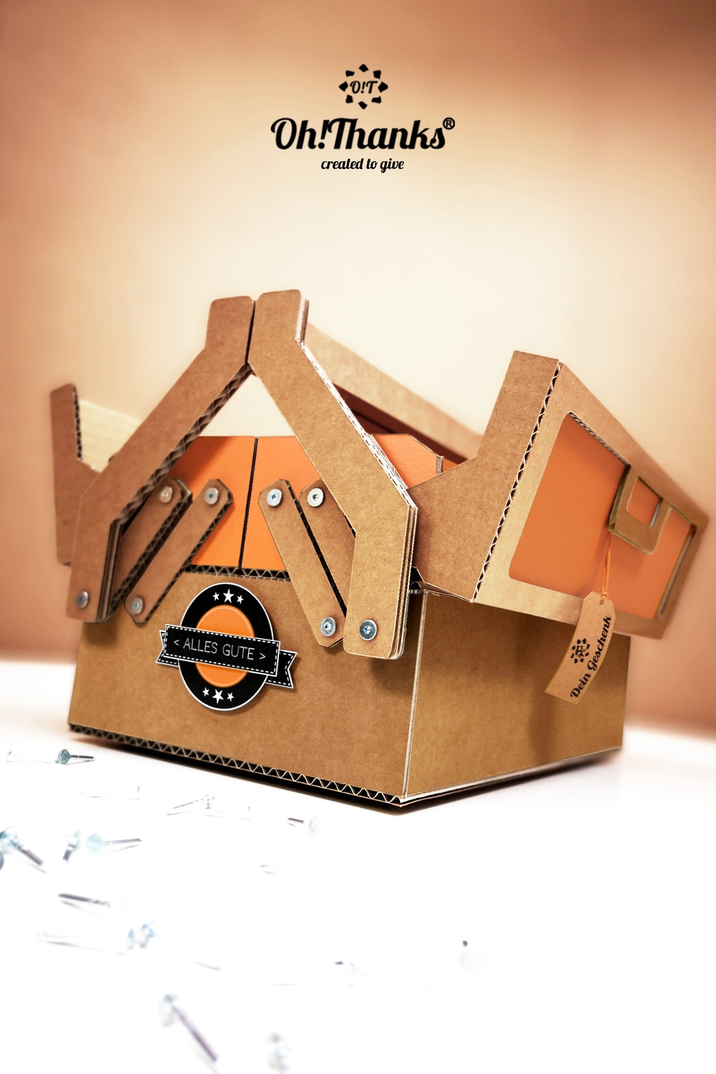 Werkzeugkasten - Orange/Braun | Personalisierbar Dark Salmon