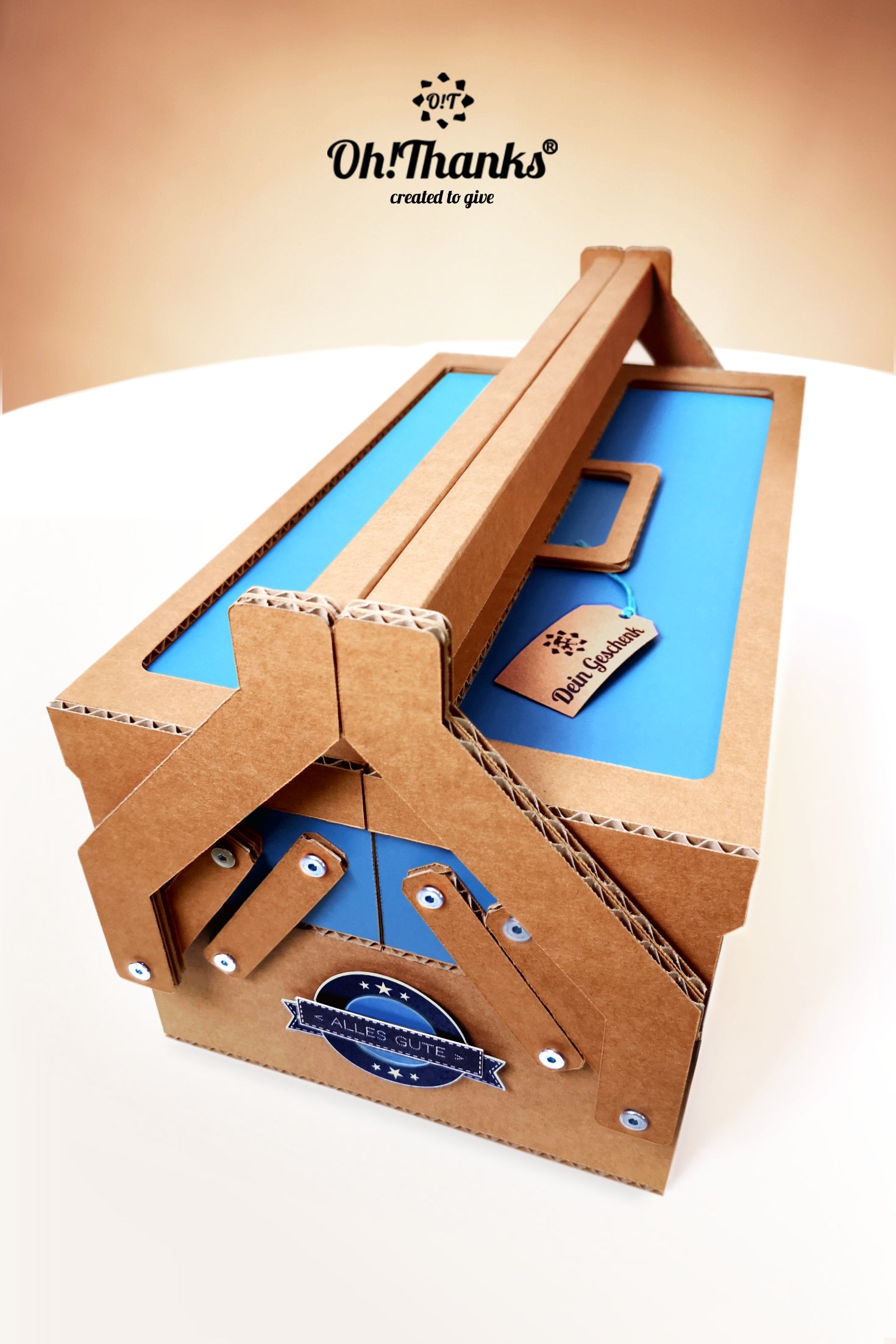 Werkzeugkasten - Blau/Braun | Personalisierbar Antique White