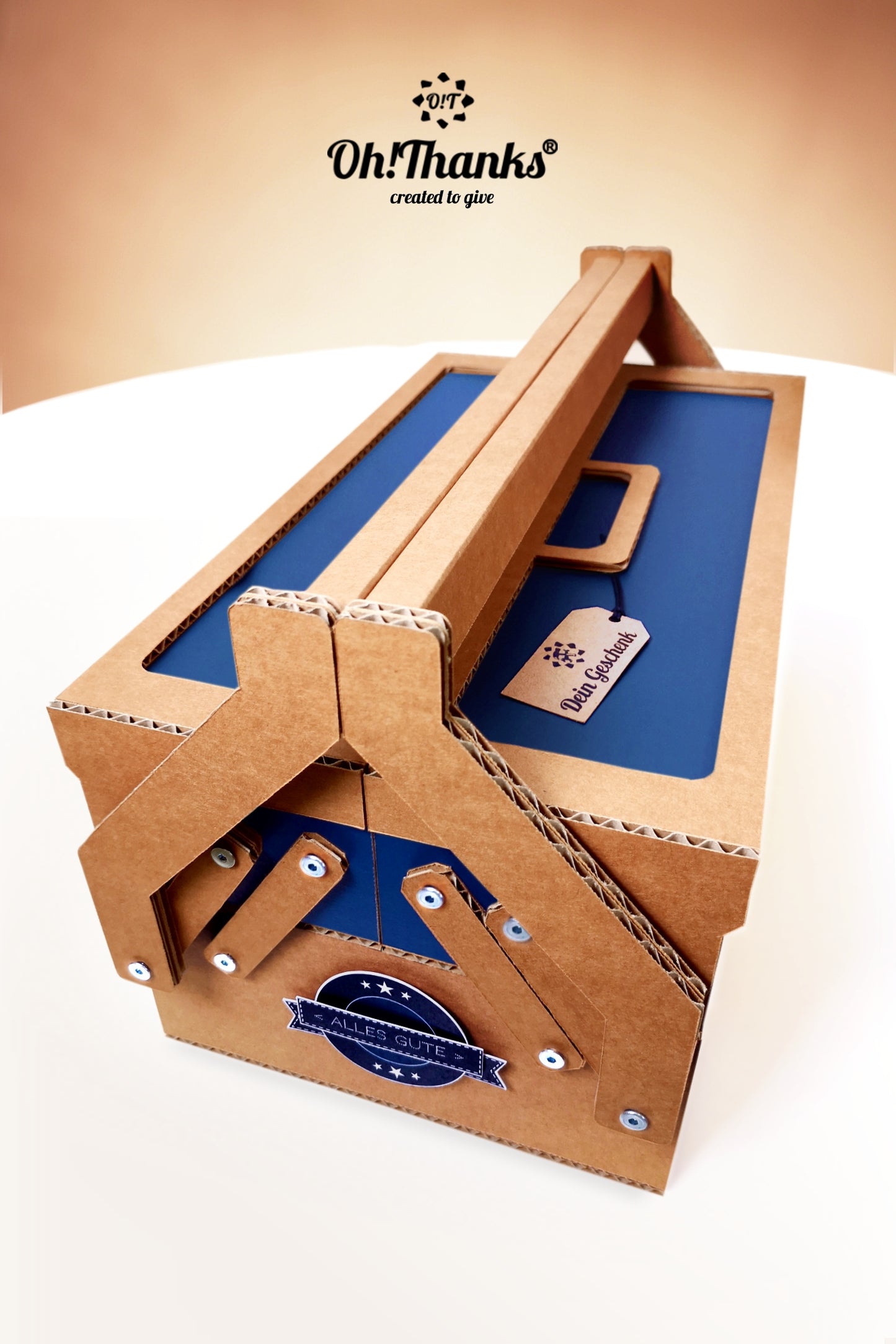 Werkzeugkasten - Dunkelblau/Braun | Personalisierbar Antique White