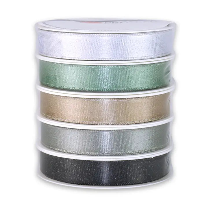 Geschenkband 5 x 3 m Set Glitter Satin pastell 10 mm