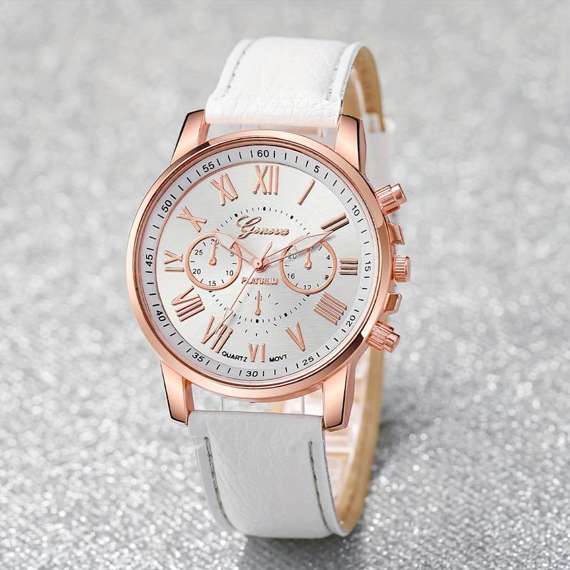 Frauen Schmuckset | Armbanduhr, Armband, Halskette, Ring, Ohrstecker | Rosé