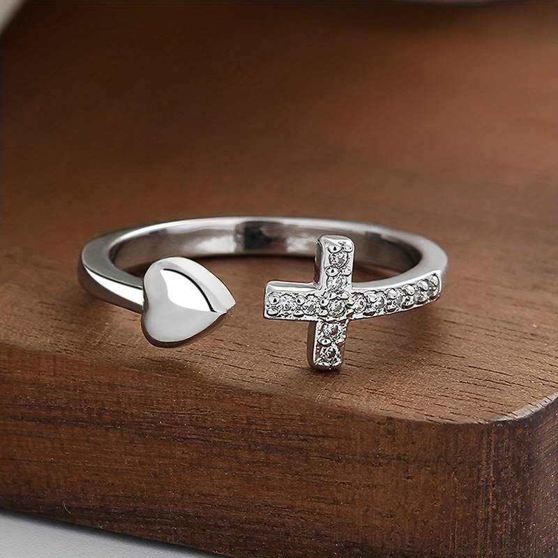 Cuff Ring Herz & Kreuz