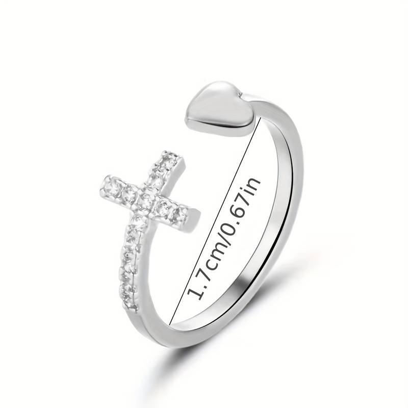 Cuff Ring Herz & Kreuz