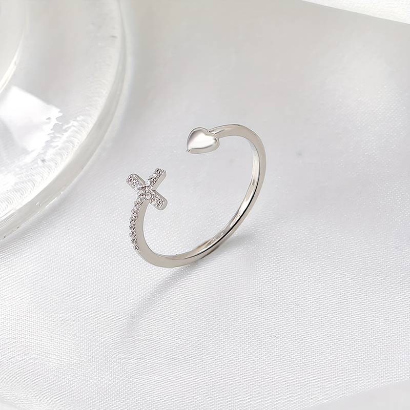 Cuff Ring Herz & Kreuz
