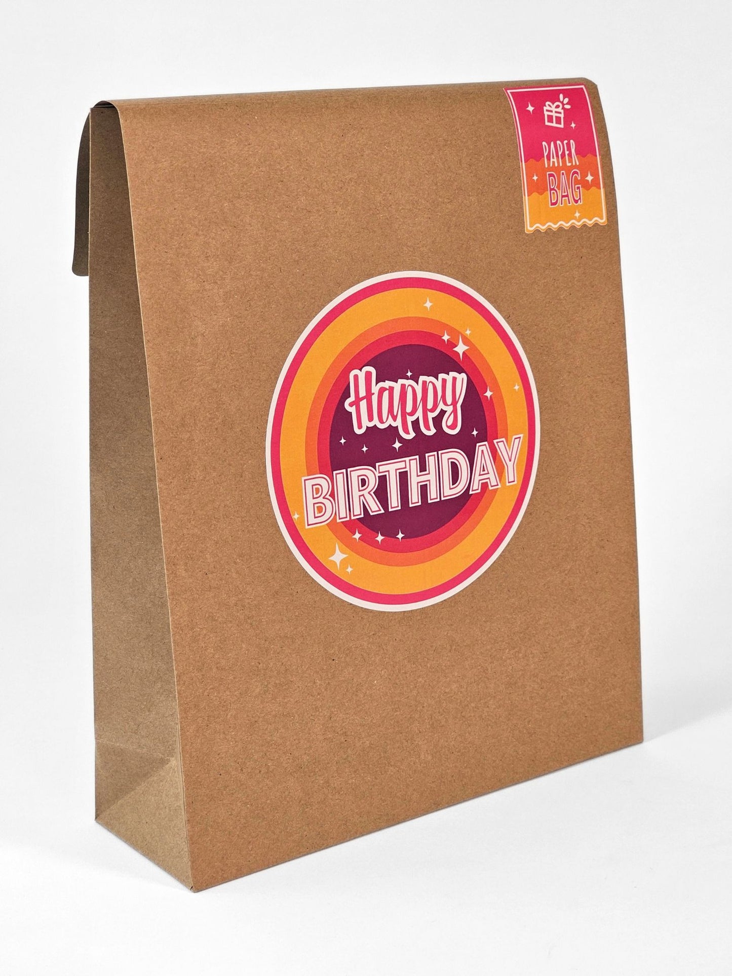 Geschenktüte Happy BDay - PaperBag Rosy Brown