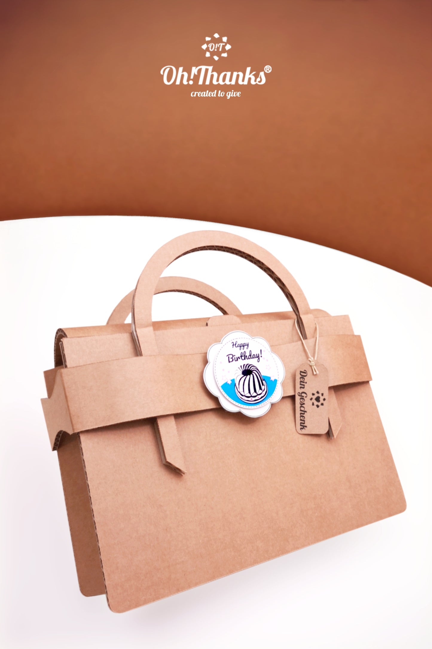Geschenktasche - Braun | "Happy Birthday" Rosy Brown